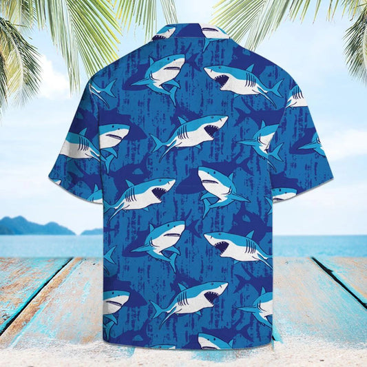 Snámh Siorcanna Iontach Ar Patrún Deep Blue Sea Léine Haváís, Bronntanas Léine Haváís, Bronntanas Nollag