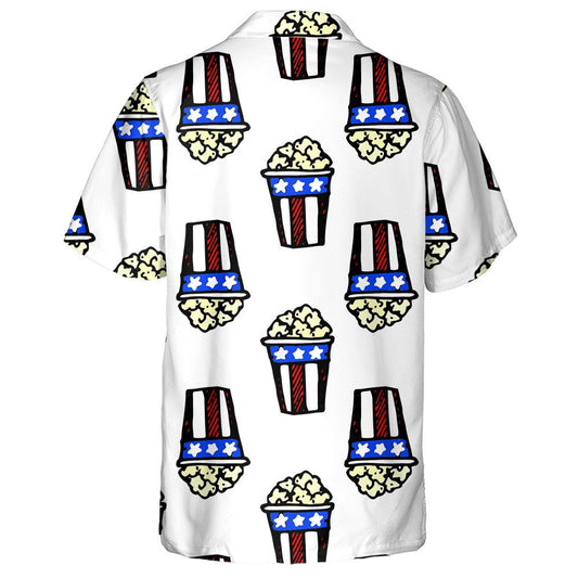 Hand Drawn Popcorn Box American Flag Colors Hawaiian Shirt, Hawaiian Shirt Gift, Christmas Gift