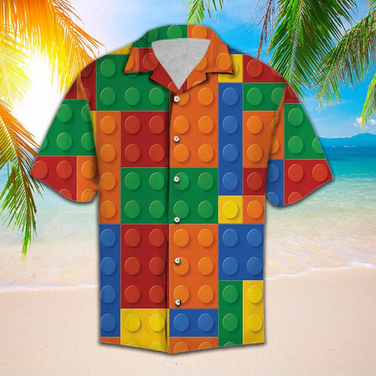 Colorful Block Lego Background Hawaiian Shirt, Hawaiian For Gift