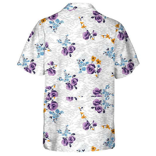 Bláth Rósanna Violet Pretty Ar Melange Dearadh Uiscedhath Léine Haváís, Bronntanas Léine Haváís, Bronntanas Nollag