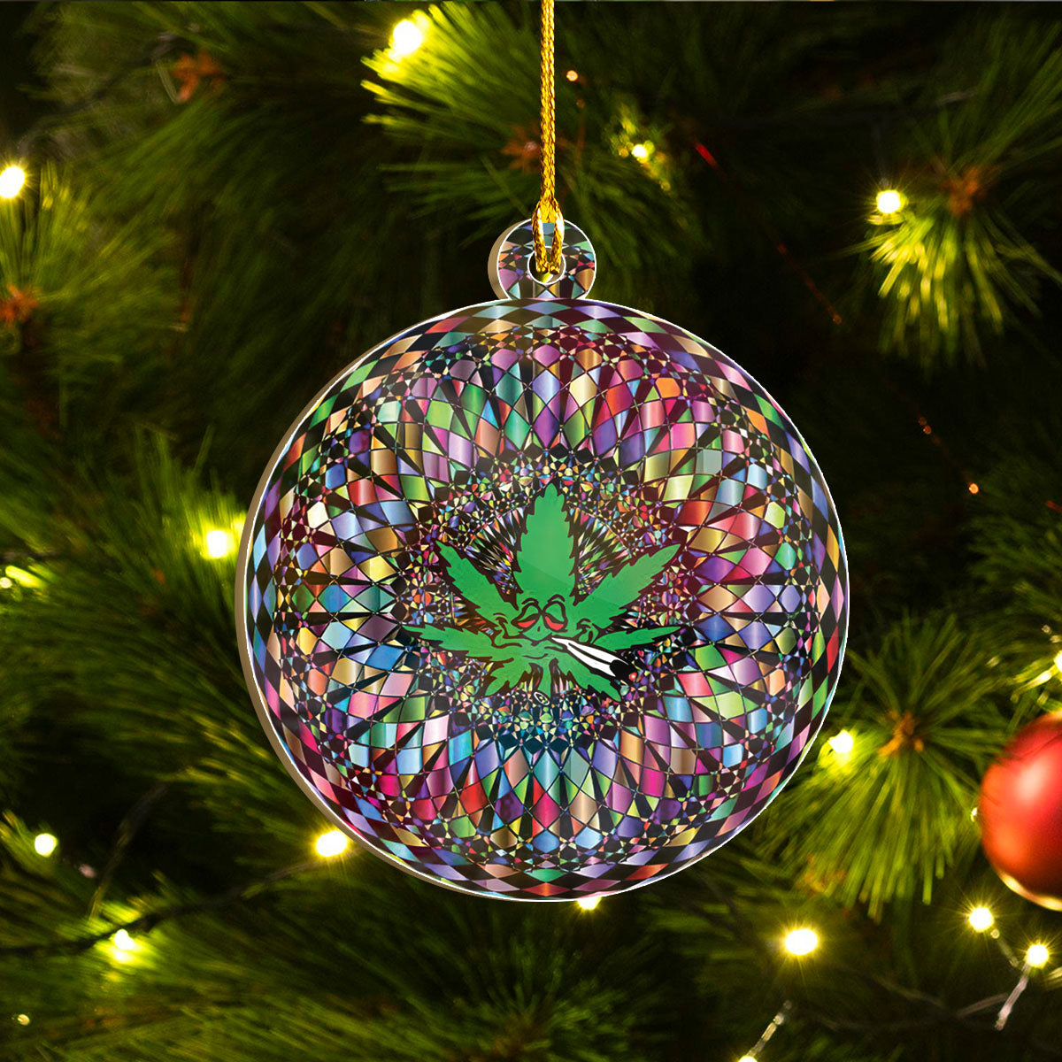 Seit Ornáide Nollag Cannabas, Ornáid Shona Kushmas Greannmhar, Ornáid Duillí Marijuana, Smaoineamh Greannmhar Bronntanais Nollag