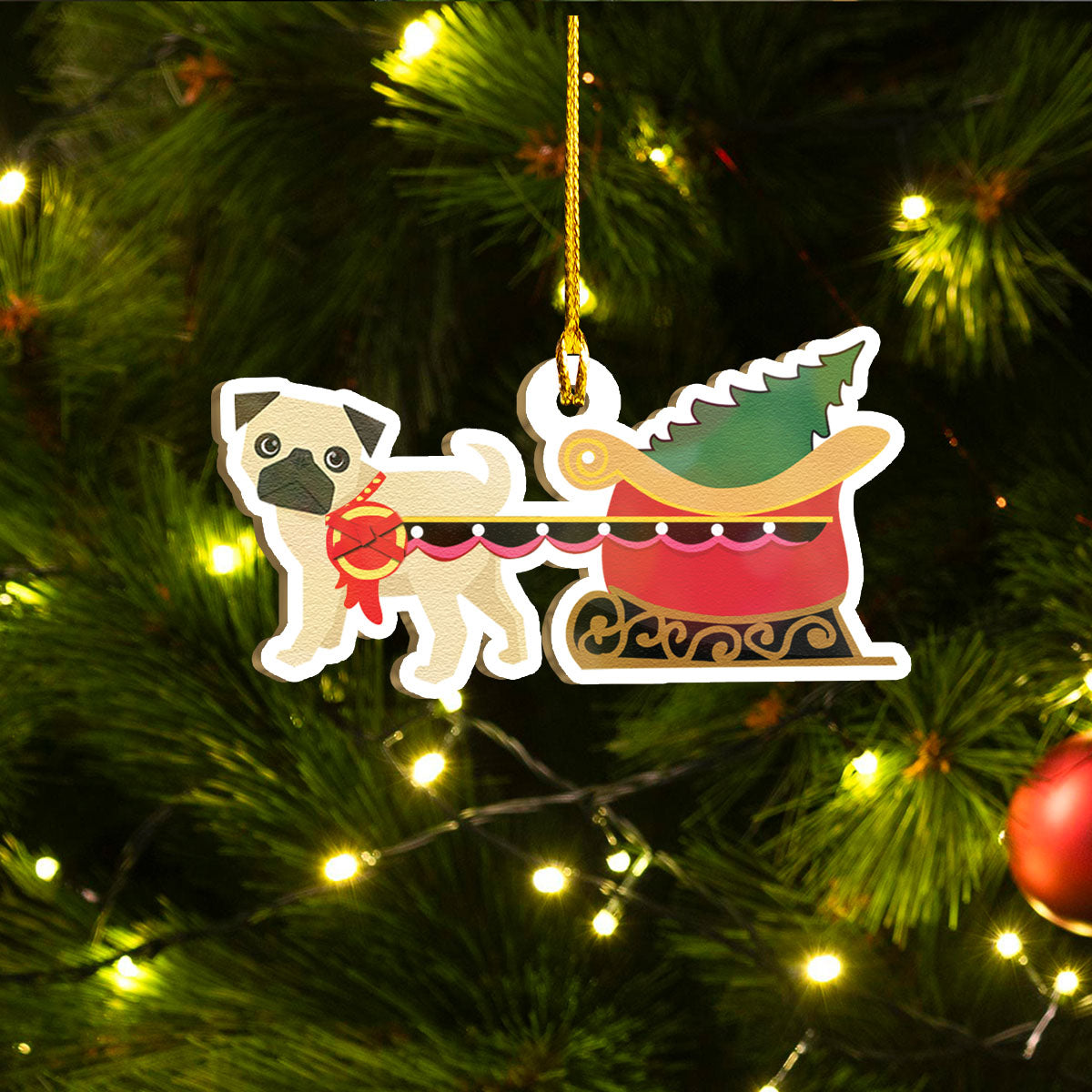 Seit Ornáide Pugmas Dubh Shona, Tacar Ornáide Woofmas Shona, Smaoineamh Bronntanais Teaghlaigh Ornáide Nollag Greannmhar