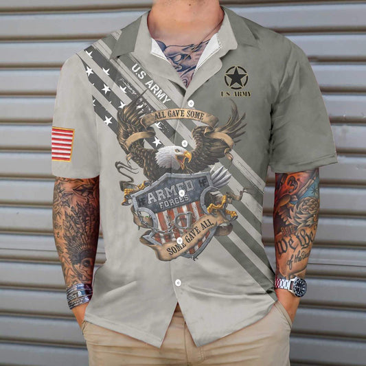 Army Veteran Some Gave All Awesome Background Design Hawaiian Shirt, Hawaiian Shirt Gift, Christmas Gift