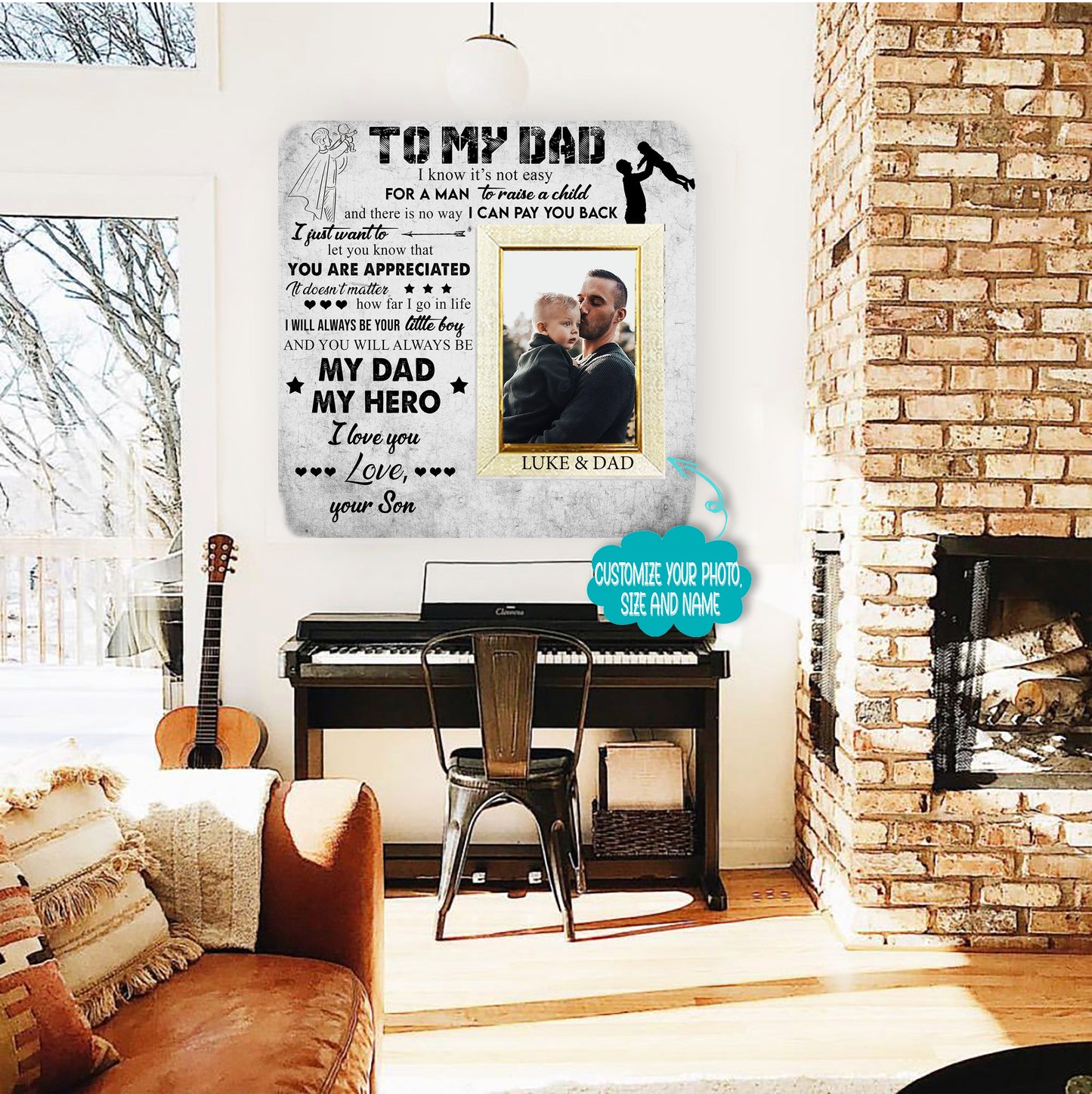 To My dad i know it's not easy for a man to raise a child Father & Son is Forever Picture Frame