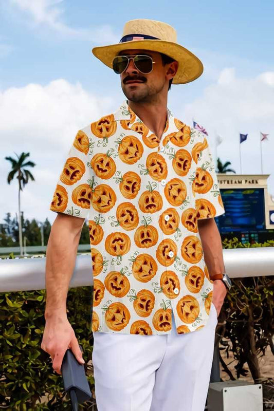Pumpkin Pattern Halloween Hawaiian Shirt, Halloween Shirt For Men And Women,Hawaiian Shirt Gift, Christmas Gift