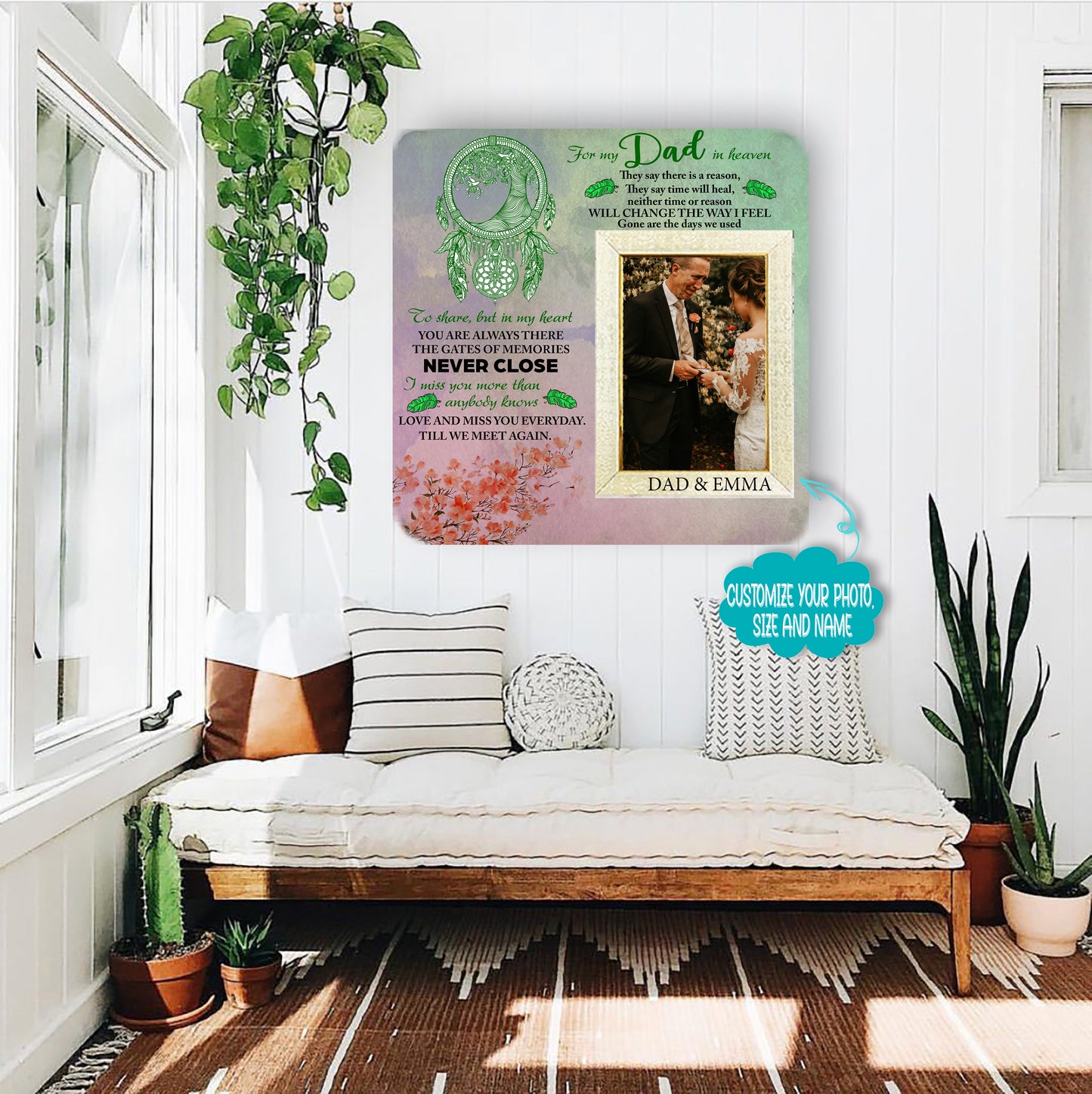 Personalized Best Dad Wood Photo, Memorial Picture for Loss of Father Sentimental Wooden Photo for Dad, Personalized Mens Picture On Wood, in Memory of Dad Sympathy