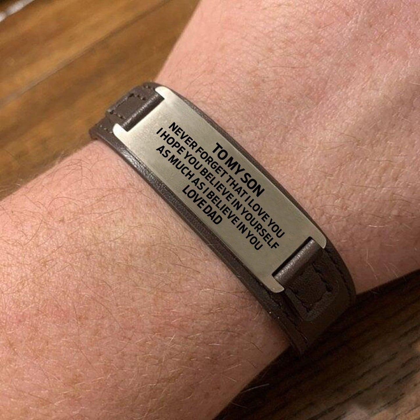 Dad To Son - I Believe In You Men's Leather Bracelet