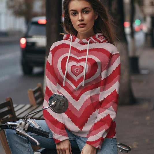 3D Red Heart Wave Custom Sweater