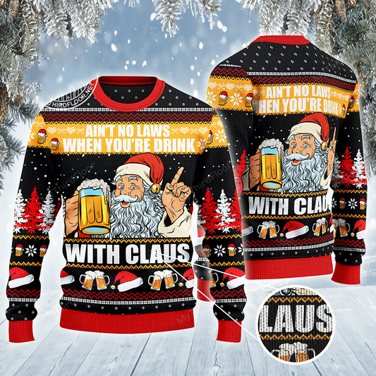 Nach bhfuil Dlí ar bith Agat Nuair a Ólann Tú Le Geansaí Nollag Claus, Geansaí Nollag Gránna, Bronntanas Nollag, Bronntanas Nollag 2024