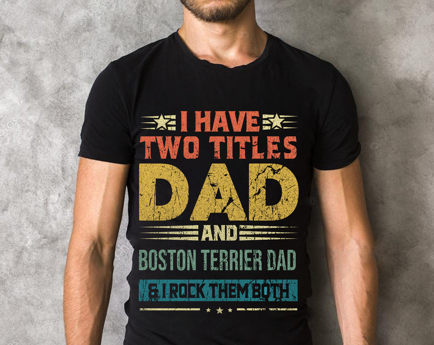 I Have Two Titles Dad And Boston Terrier Dad & I Rock Them Both T-shirts, Gifts to Father's Day