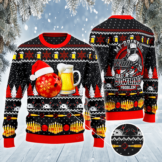 Bowling And Beer Lovers Gift All Over Print Sweater, Christmas Ugly Sweater, Christmas Gift, Gift Christmas 2024