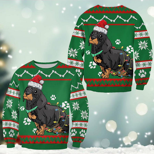 Dachsund Green Christmas Sweatshirt, Christmas Ugly Sweater, Christmas Gift, Gift Christmas 2024