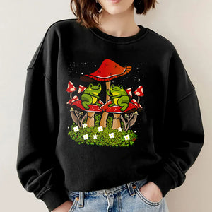 Frog Mushroom Sweatshirt, Frog With Mushroom Hoodie, Mushroom Frog Shirt, Cute Frog Sweatshirt