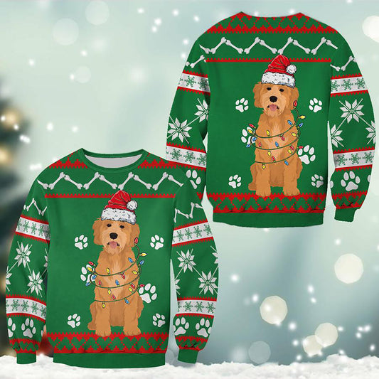 Golden Doodle Green Christmas Sweatshirt, Christmas Ugly Sweater, Christmas Gift, Gift Christmas 2024