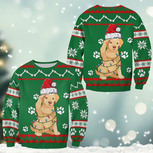 Golden Retriever Green Christmas Sweatshirt, Christmas Ugly Sweater, Christmas Gift, Gift Christmas 2024
