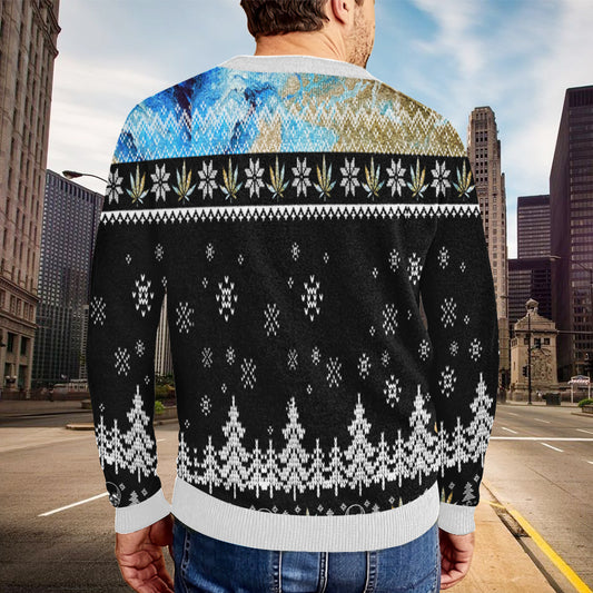 I bet my soul smell like weed funny metal cannabis skull All-over Print Wool Sweater - Funny Merry Christmas ugly sweater unique gift idea