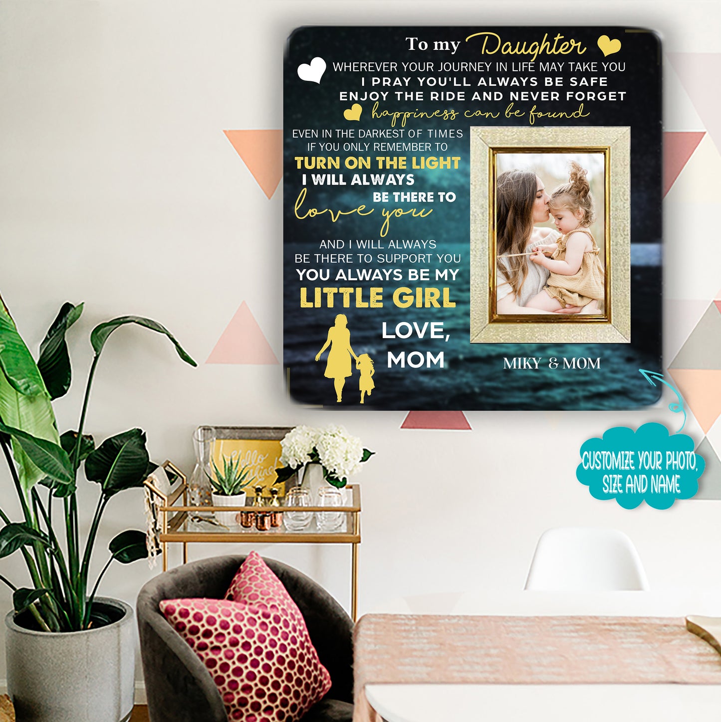 I pray you'll always be safe ẹnjoy the ride and never forget Mother & Daughter Engraved Wood Picture Frame Gift For Mother's Day