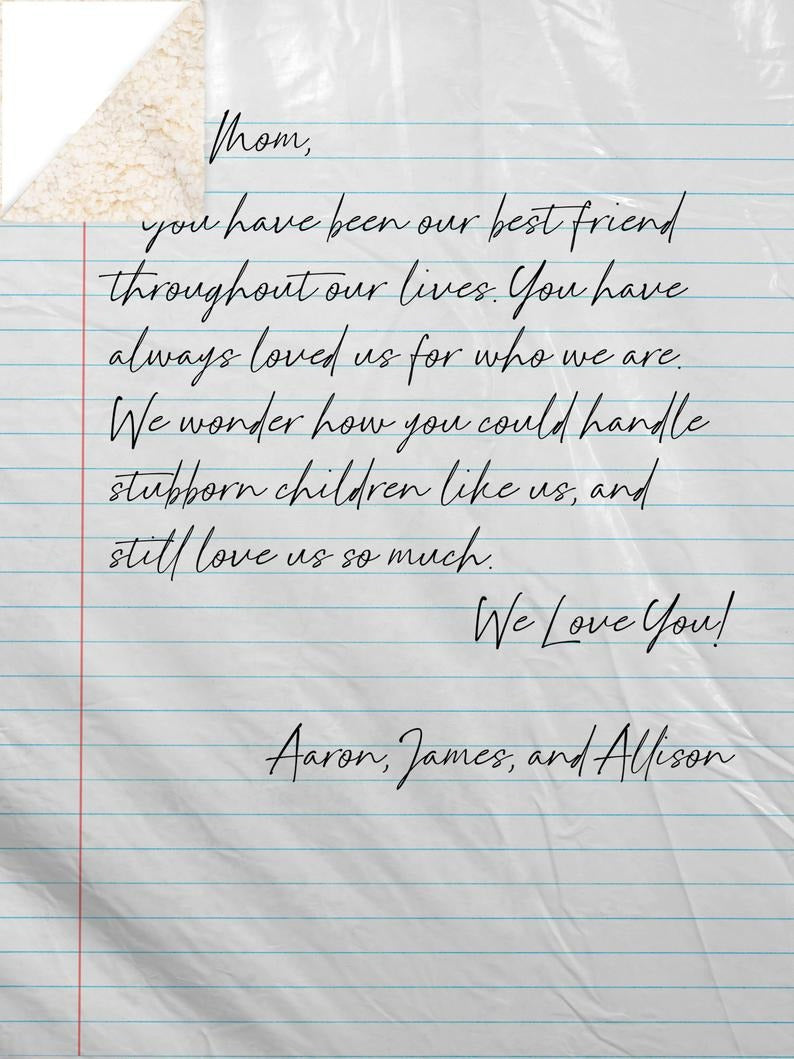 Love Letter Blanket Personalized Gift for Mom, Dad, Grandparent, Wedding, Graduation, Anniversary