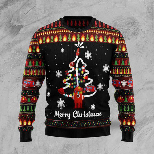 Merry Christmas Firefighter Ugly Christmas Sweater, Christmas Ugly Sweater, Christmas Gift, Gift Christmas 2024