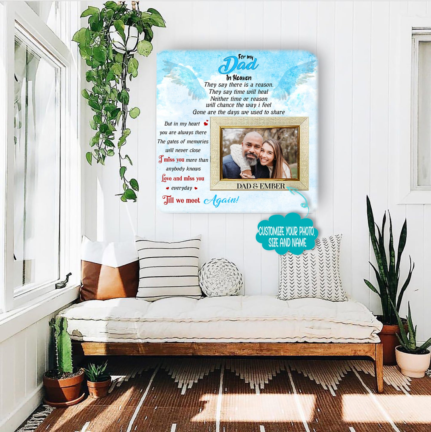 Memorial Picture Frame - Memorial Gifts - Sympathy Gifts Large Picture Frames - Loss of Father Gift - Loss of a Mother Sympathy Gifts For My dad in heaven