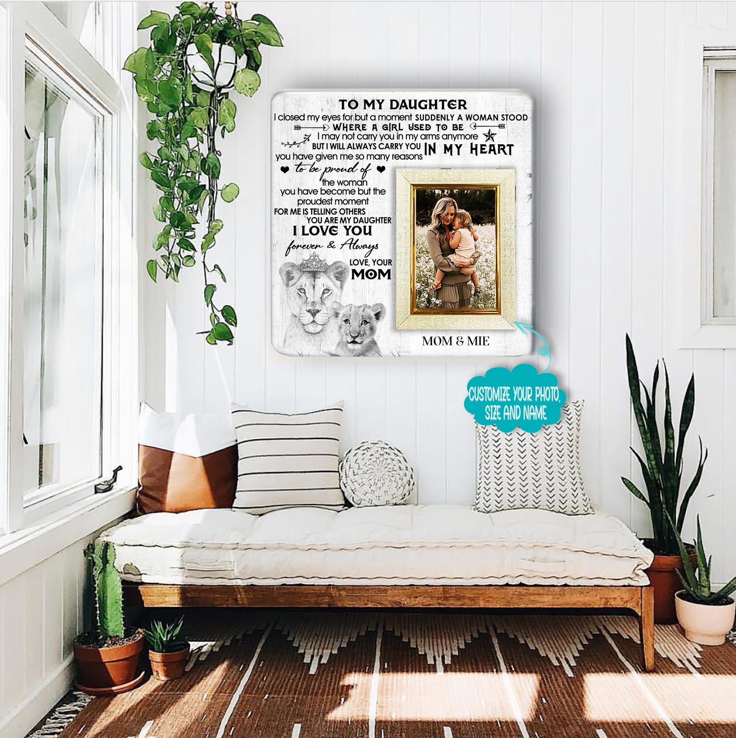 To My Daughter I closed my eyes for just a moment Mother & Daughter Engraved Wood Picture Frame Gift For Mother's Day