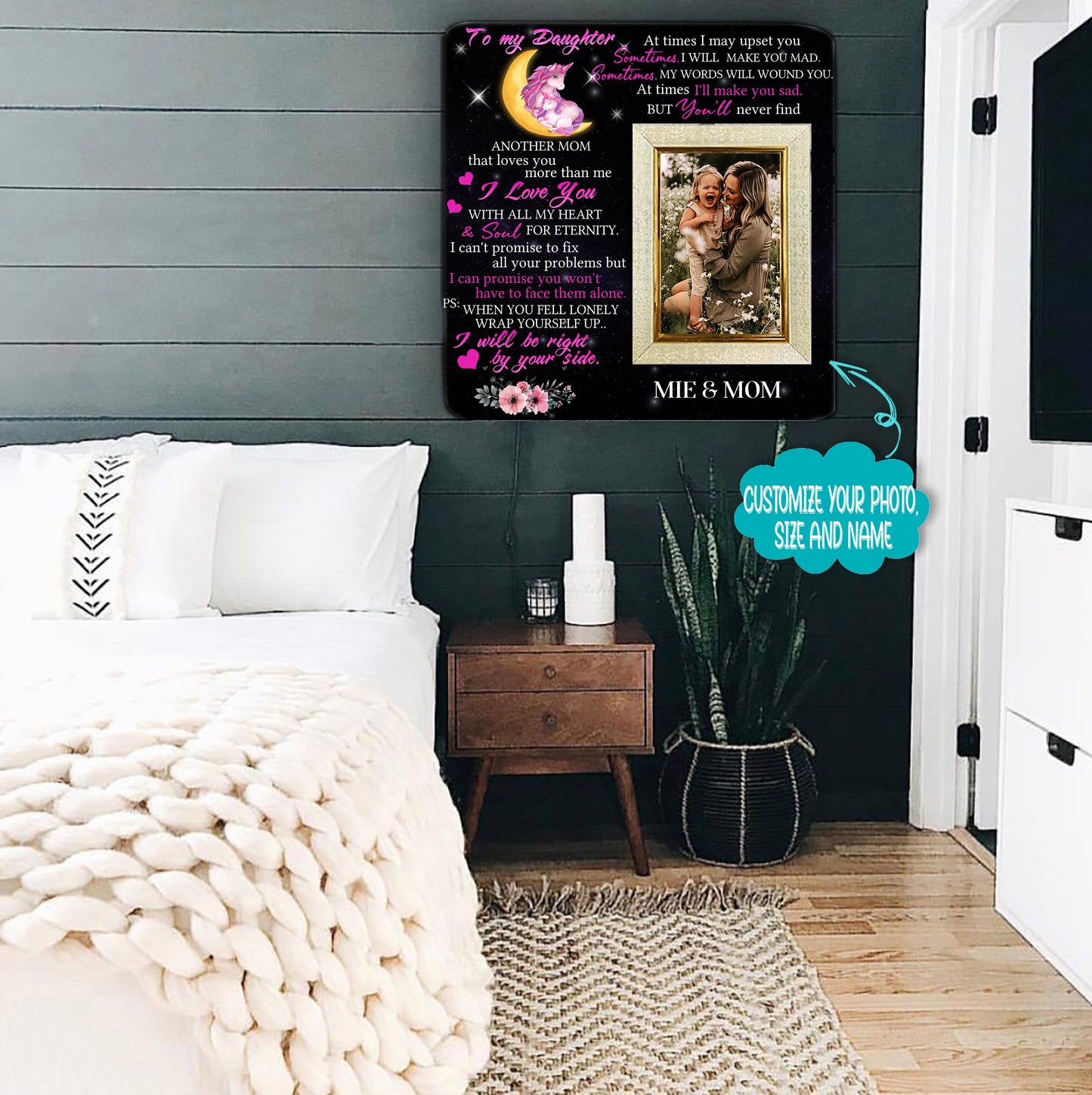 To my daughter at times i may upset you Mother & Daughter Engraved Wood Picture Frame Gift For Mother's Day