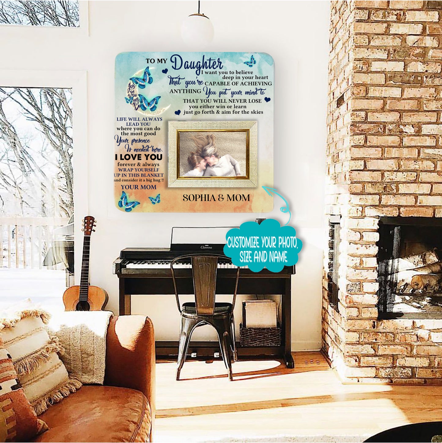 To my daughter i want you to believe deep in your heart Mother & Daughter Engraved Wood Picture Frame Gift For Mother's Day