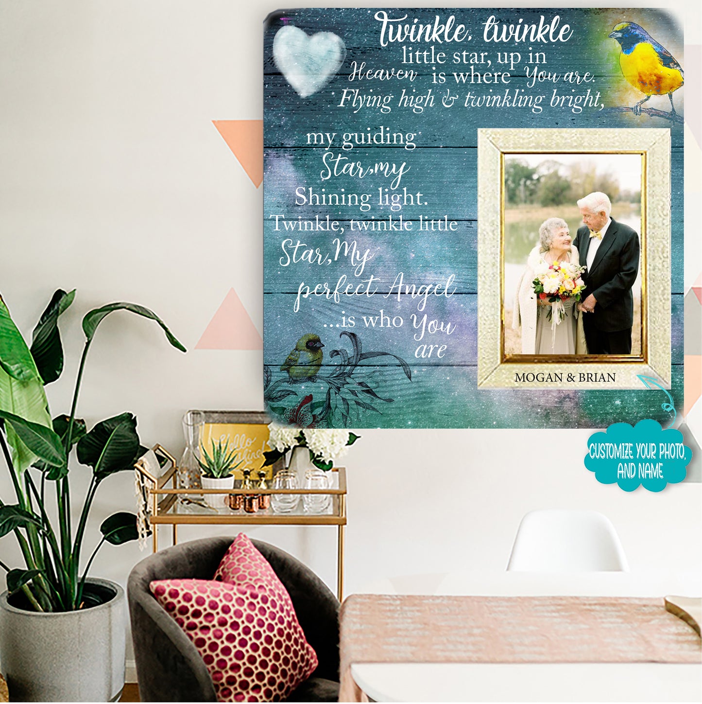 Twinkle twinkle little star, up in Memorial Picture Frame - Keepsake Plaque That Holds a custom Photo - Sympathy Gift to Tribute The Loss of a Loved One