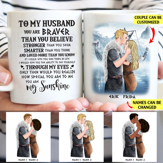 Viking to my husband you are braver than you believe mug, Viking couple mug, Viking family gift idea, Couple mug