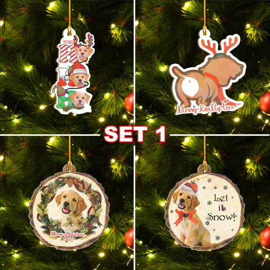 Xmas Golden Retriever Ornaments Set, Merry Woofmas Ornaments Set, Funny Christmas Ornaments Family Gift Idea For Dog Lover