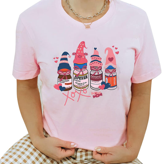 XoXo Medicine heart Valentine nurse T-Shirt, Anesthesia Valentine's Holiday Sweatshirt, Funny Propofol NICU Tech Long Sleeve, Diprivan Hoodie Gift for friends