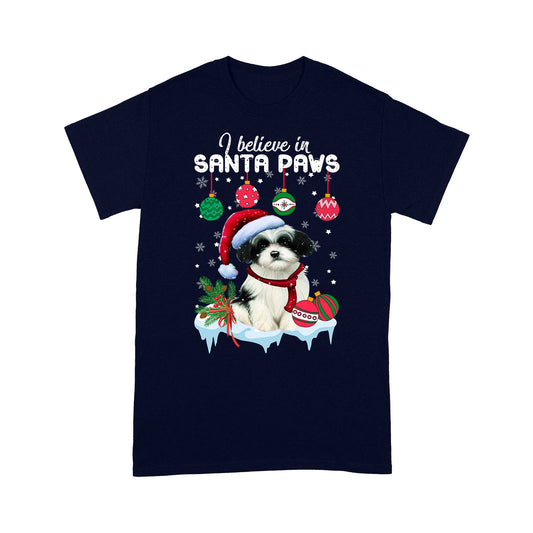 I Blieve In Santa Saws Funny Cute Shih-Poo Claus Christmas Tee Shirt Gift For Christmas