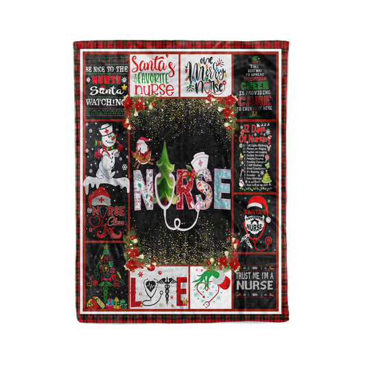 This is Santa's favorite nurse so be nice to the nurse Christmas fleece blanket - Funny Christmas family unique gift idea for nurse