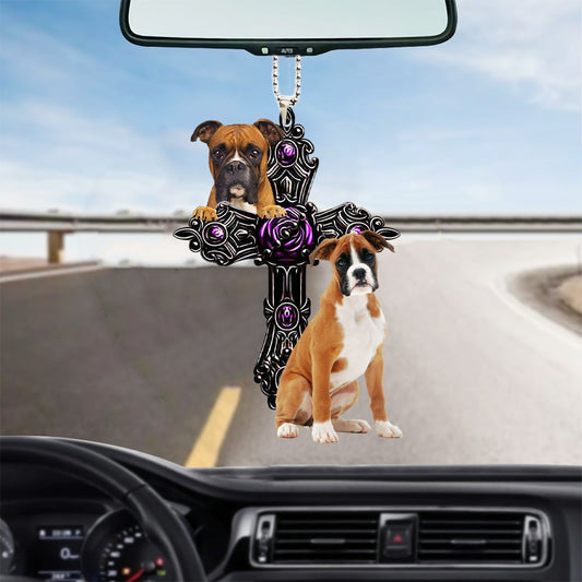 Boxer Pray For God Car Hanging Ornament Dog Pray For God Ornament Godmerc - Best gifts your whole family