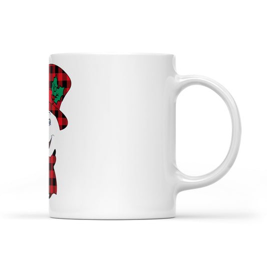 Funny Christmas Snowman Buffalo Plaid Family Holiday Gift White Mug Gift For Christmas