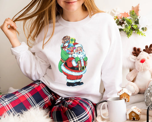Retro Santa Claus And Gifts Sweatshirt, Christmas Shirt,Christmas sweatshirt,Christmas Gift