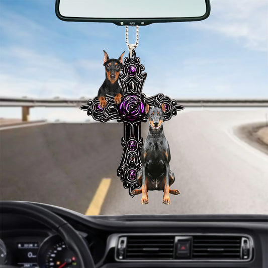 Doberman Pray For God Car Hanging Ornament Dog Pray For God Ornament Godmerc - Best gifts your whole family