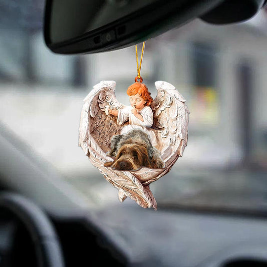Dog Ornament For Car Sleeping Brownroan Protected By Angel - Best gifts your whole family