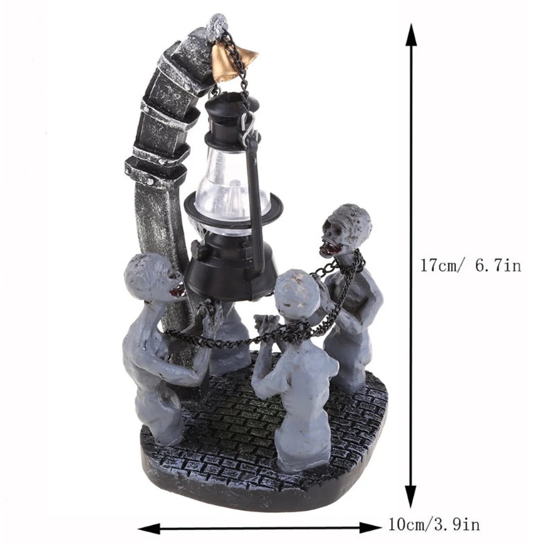 Lampa Fola Nua-iompartha Soláthair Cóisir Oíche Shamhna Dealbh Ceithre-Chloigeann Cruth Cruthaitheach Uafáis Slabhra Zombie Figurines Ealaíne Éadrom