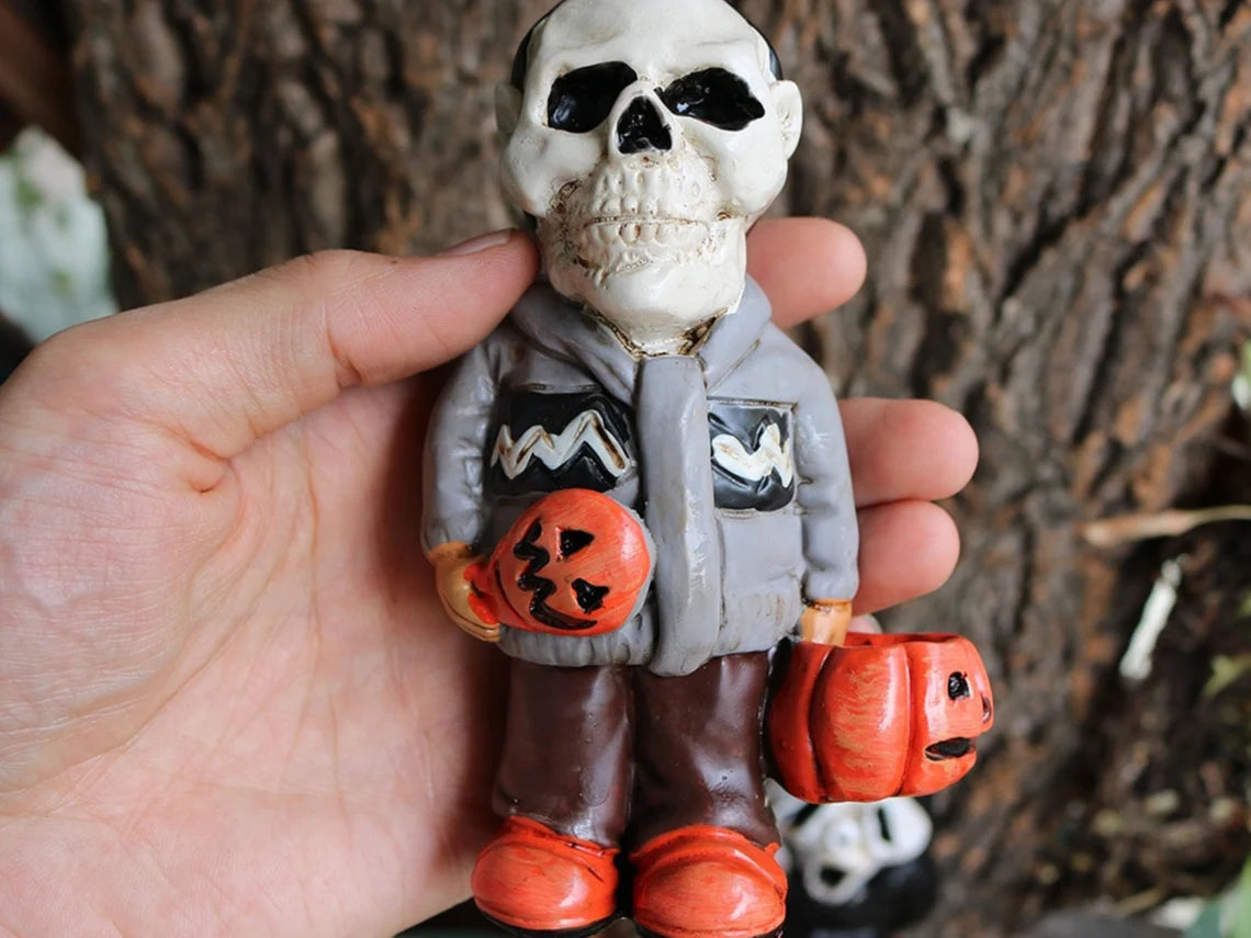 Mini Halloween Ghost Skeleton Pumpkin Miniature Gnome Figurines Resin Scary Statue Fairy Garden Decoration Ornaments Home Decor