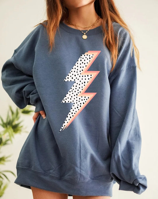 Lightning Bolt Sweatshirt, Preppy Sweatshirt, Sweatshirt Woman Trendy, Preppy Clothes, Y2K Sweatshirt, Bolt Crewneck, VSCO Sweatshirt