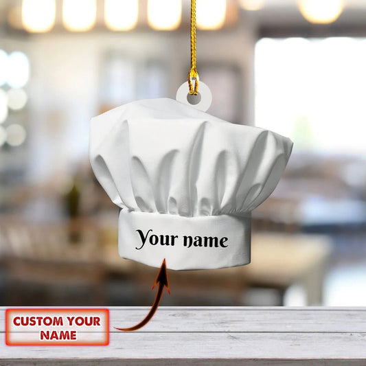 Custom Name Chef Hat Ornament Christmas Gift For Cooking Lover Master Chef Decor Kitchen, Chef Ornament, Chef Decoration, Ornament Decor