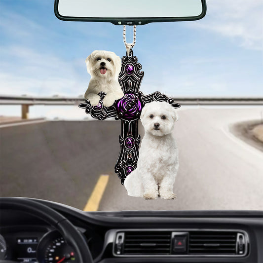 Maltese Pray For God Car Hanging Ornament Dog Pray For God Ornament Godmerc - Best gifts your whole family