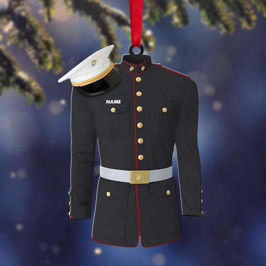 Marine Military Uniform On A Clothes Hanger Personalized Flat Ornament - Two Sided Ornament - Best gifts your whole family