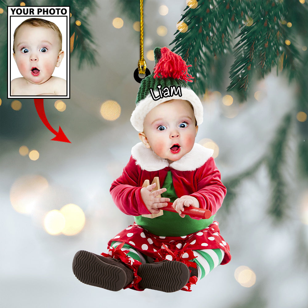 Ornament - Custom Baby Cute Photo With Name for Merry Christmas Ornament LTP0 - Best gifts your whole family