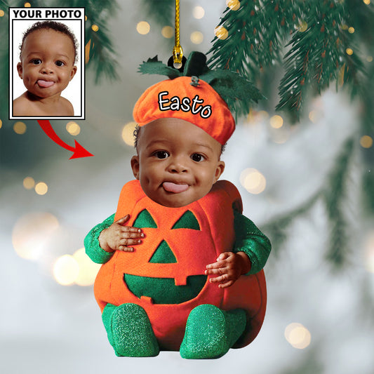 Ornament - Custom Baby Pumpkin Cute Photo With Name for Christmas Ornament LTP0 - Best gifts your whole family