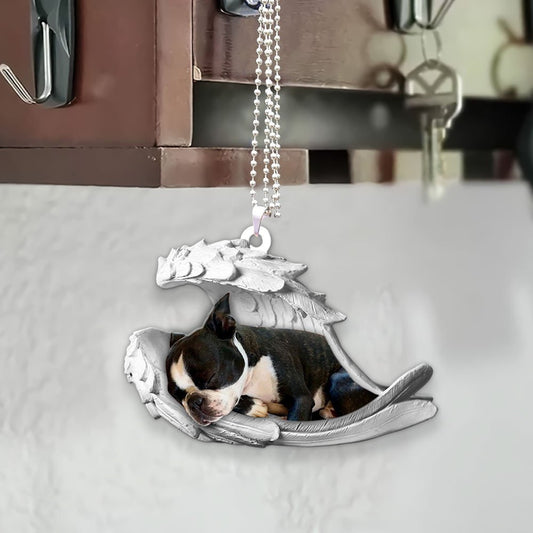 Ornaments- Boston Terrier- Sleeping Angel-Two Sided Ornament, Dog Ornaments, Car Ornament - Best gifts your whole family