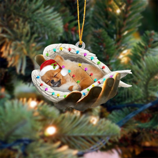 Pomeranian 2 Sleeping Angel In God Hand Christmas Ornament Godmerch Ornament - Best gifts your whole family