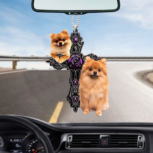Pomeranian Pray For God Car Hanging Ornament Dog Pray For God Ornament Godmerc - Best gifts your whole family