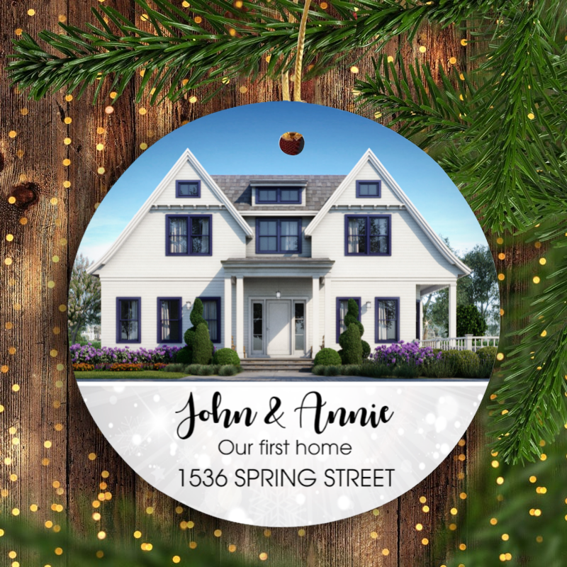 Ornáid Nollag phearsantaithe , bronntanas saincheaptha tí nua don Nollaig, ornáid grianghraf tí, smaoineamh bronntanas uathúil na Nollag don lánúin